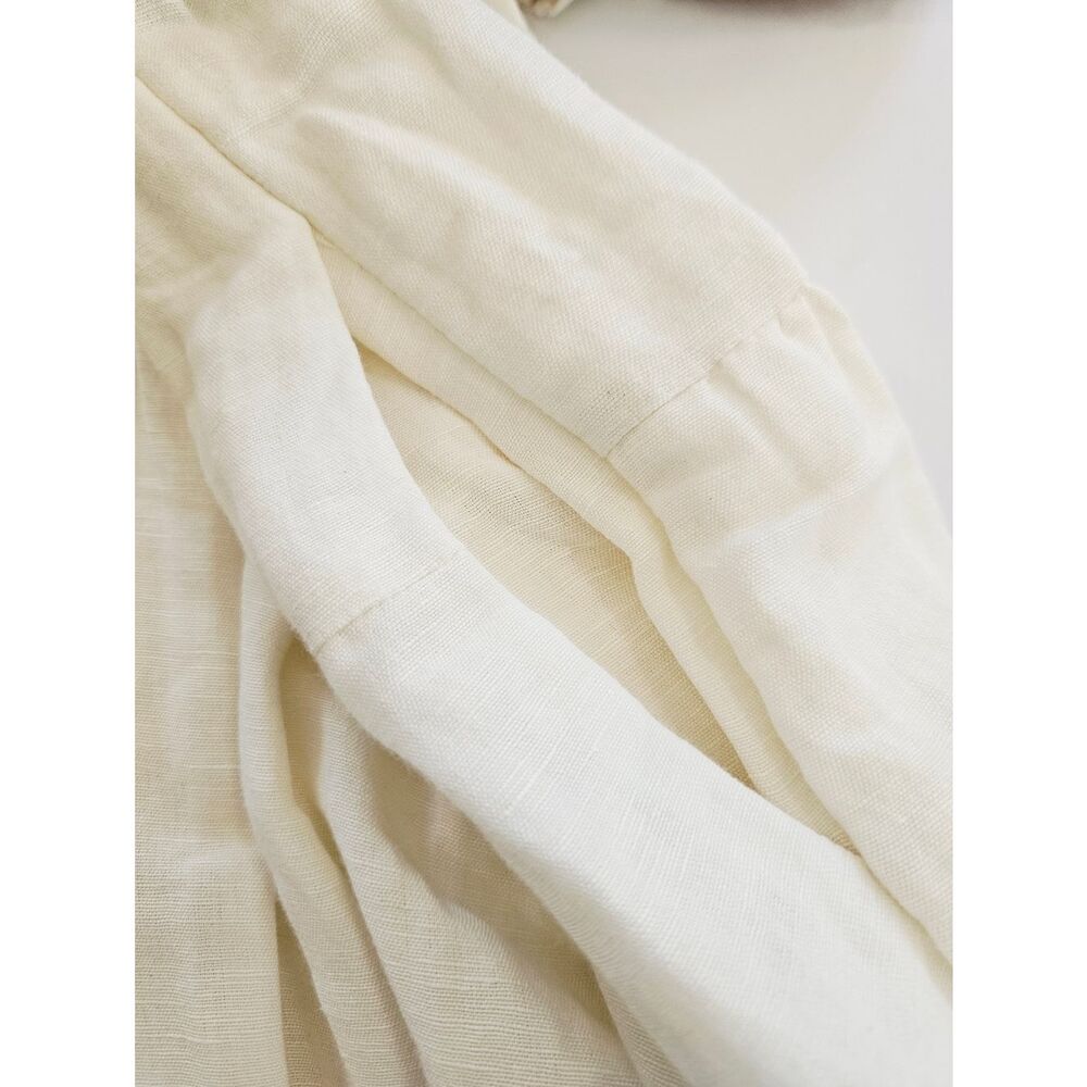 Cartolina Lizette Linen Blend Embroidered Belted Puff Sleeve Ivory Midi Dress M - Picture 16 of 16